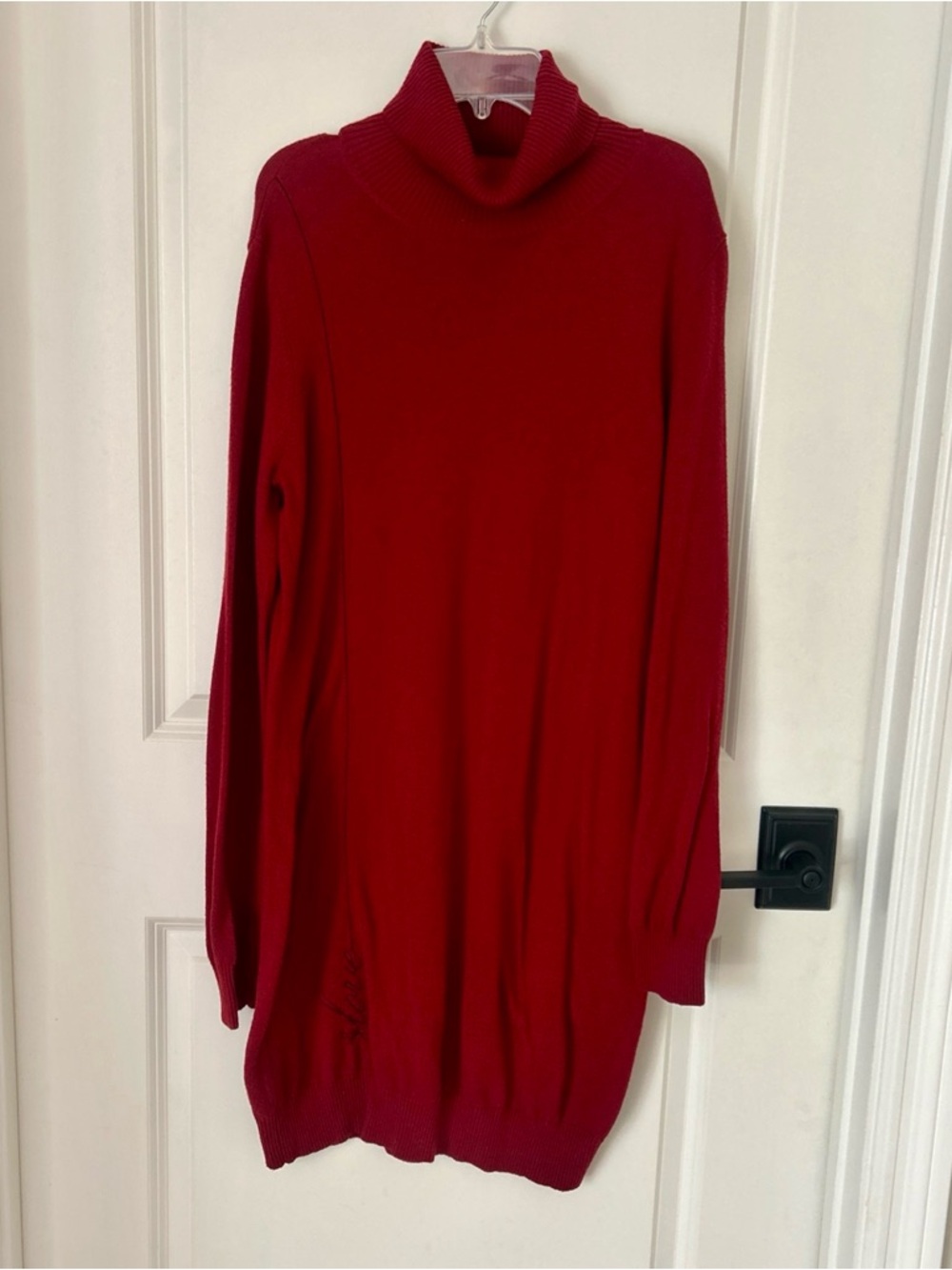 Love Moschino Women's Size S  Sweater Knit Dress Red Turtleneck Midi